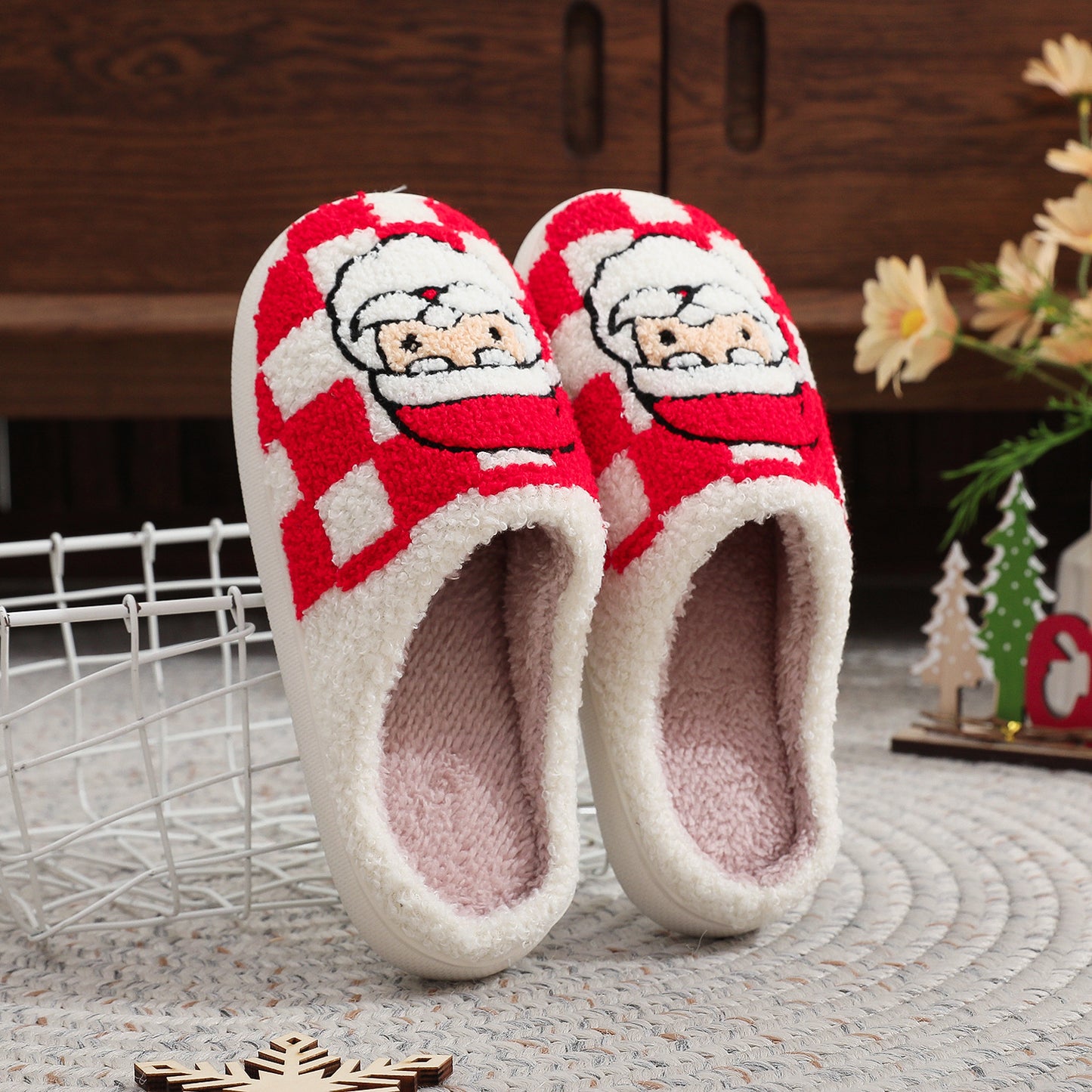 Christmas Plaid Santa Claus Slippers