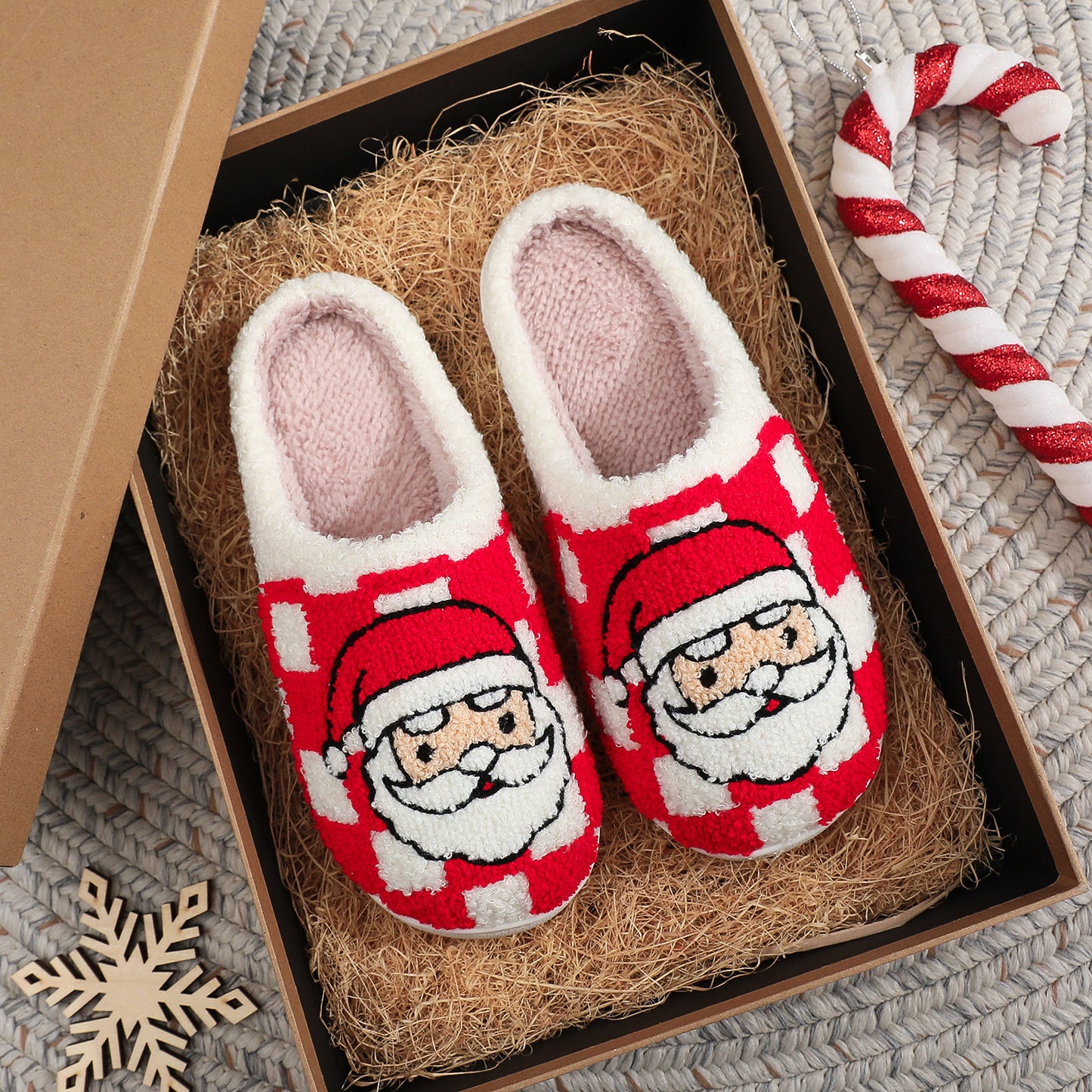 Christmas Plaid Santa Claus Slippers