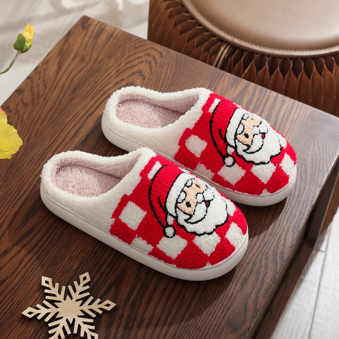 Christmas Plaid Santa Claus Slippers